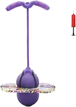 Pogo Ball with Handles for Kids & Adults, Balance Bounce Ball, Trick Board for Girls and Boys Ages 6 and up (Purple-Colourful)