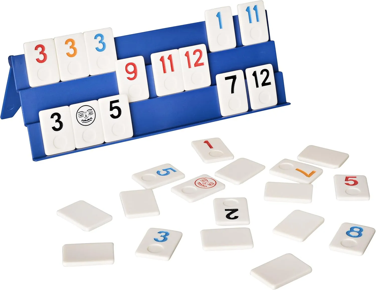 Point Games Classic Rummy Cube Game Full Size, with 3 Tier Foldable Racks and Tiles, in a Super Durable Canvas Travel Bag