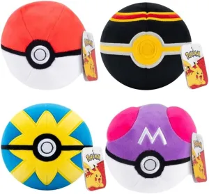 Pokemon 5" Poké Ball Plush 4-Pack - Includes Pokeball, Master, Quick, Luxury Ball - Officially Licensed - Soft Stuffed Toy Balls w/Weighted Bottom - Gift for Kids, Girls, Boys - 2 