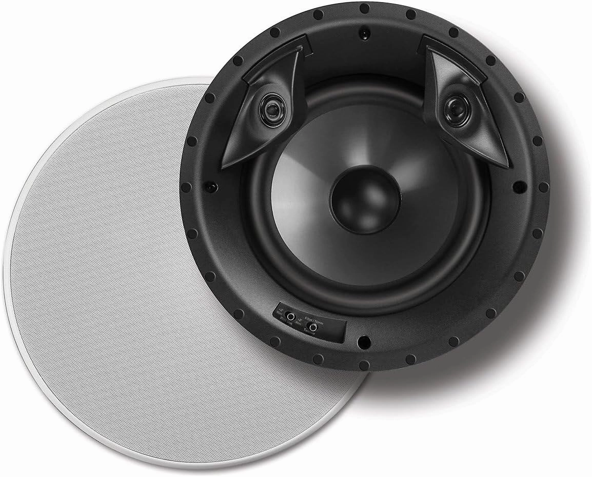 Polk Audio Vanishing Series 80 F/X-LS in-Ceiling Surround Speaker (Pair), 8" Dynamic Balance Driver & (2) 0.75" Ring-Radiator Tweeter, Dual-Port Bandpass Enclosure, Rotating Cam System,Black