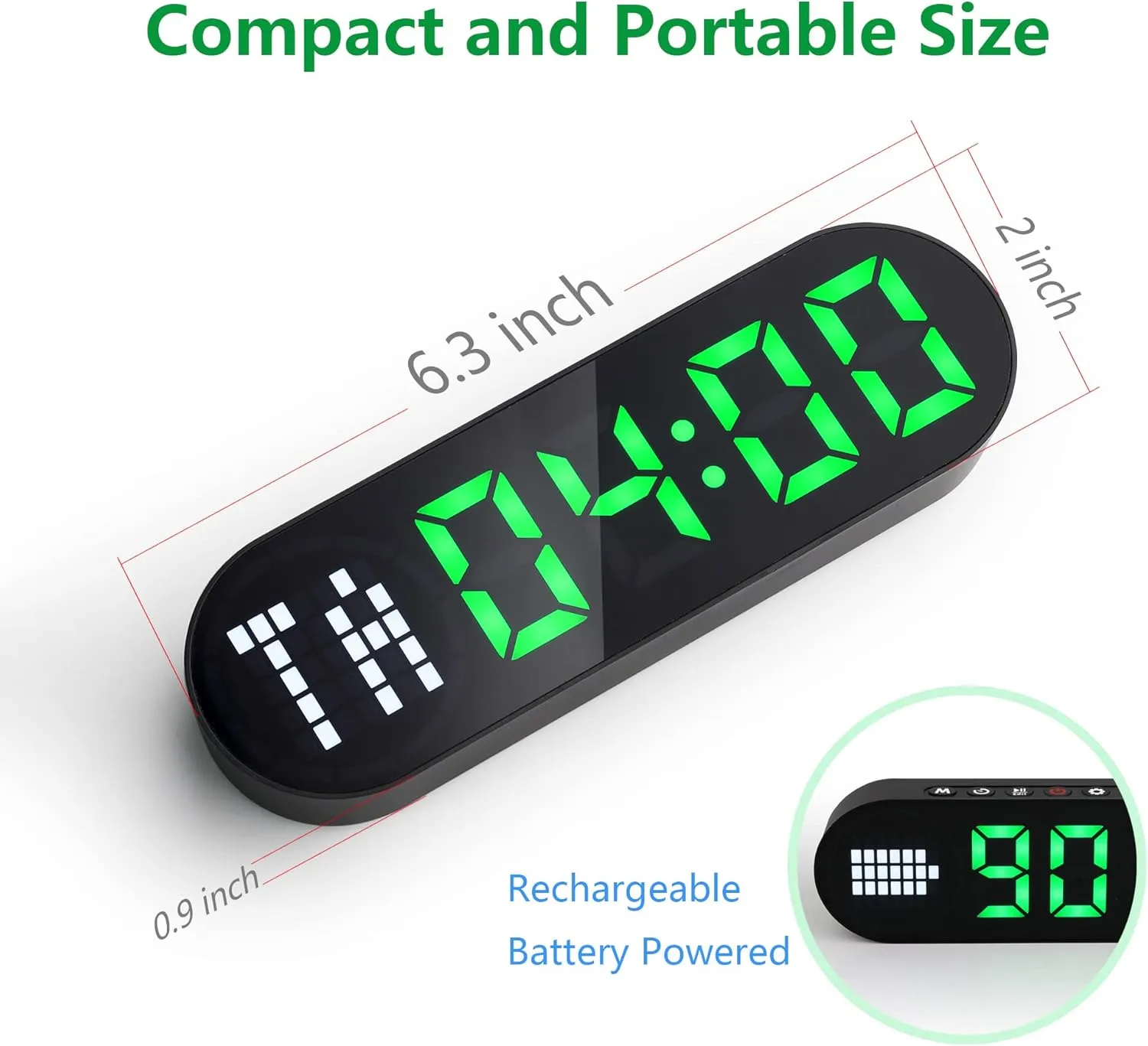 Portable Gym Timer for Home Gym Interval Timer for Workout with Time Progress Bar/Rounds, Workout Clock for Boxing HIIT Tabata Emom Fitness Rechargeable Battery Powered…