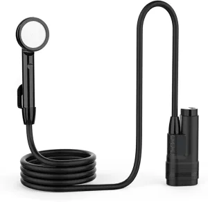 Portable shower camping shower, outdoor shower with digital temperature display, equipped with removable large capacity rechargeable battery,Suitable for camping, pet bathing
