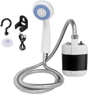Portable Shower for Camping, 2200mAh Rechargeable Camping Shower Electric Shower Pump Gift for Outdoor Shower, Hiking, Beach, Car Washing, Traveling, Pet Cleaning, RV