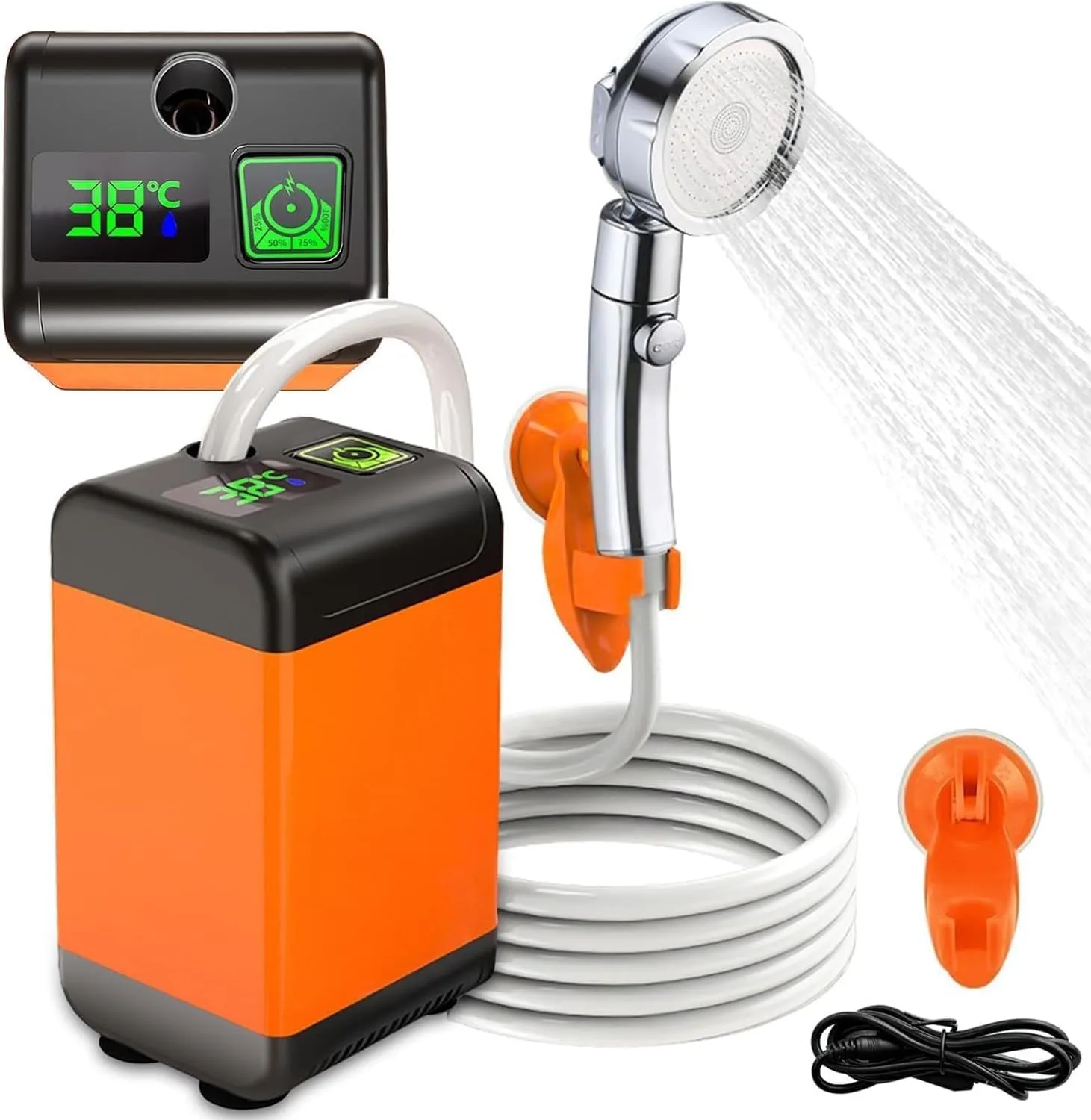 Portable Shower for Camping - 6000mAh Rechargeable Shower Pump with Smart LED Display and 3 Spray Modes, Suitable for Campers, Travelers, and Pet Owners for Outdoor Use