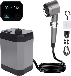 Portable Shower for Camping, Rechargeable Camping Shower Pump with Digital Display, Outdoor Shower for Hiking Pet Bath Car Washing Traveling