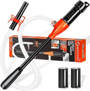 Portable Transfer Pump Battery Operated Electric Siphon Pump for Gas, Fuel, Diesel, Water Transfer 2.4 GPM Flow Oil Extractor -Easy to Use Hand Fuel Pump, Multi-Use Siphon Fuel Transfer Pump