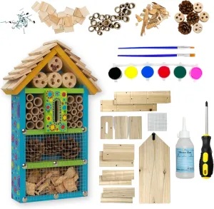 Premium Bug Hotel Kit, DIY Cedar Wood Craft for Building Bee, Ladybug, or Butterfly Houses, Educational Kit for Kids, Parents and Teachers