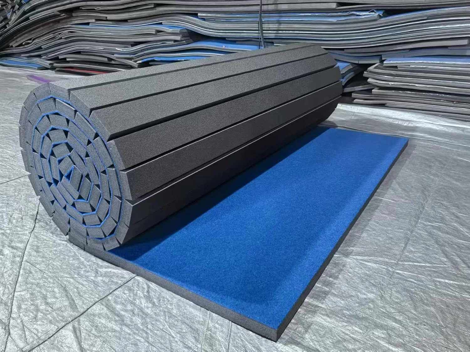 Premium Indoor Gymnastics Track Exercise Mat with Grippy Gym Carpet Top - Sturdy Foam Wrestling Mat for MMA, Cheerleading, and Fitness - Roll Out Design for Easy Setup
