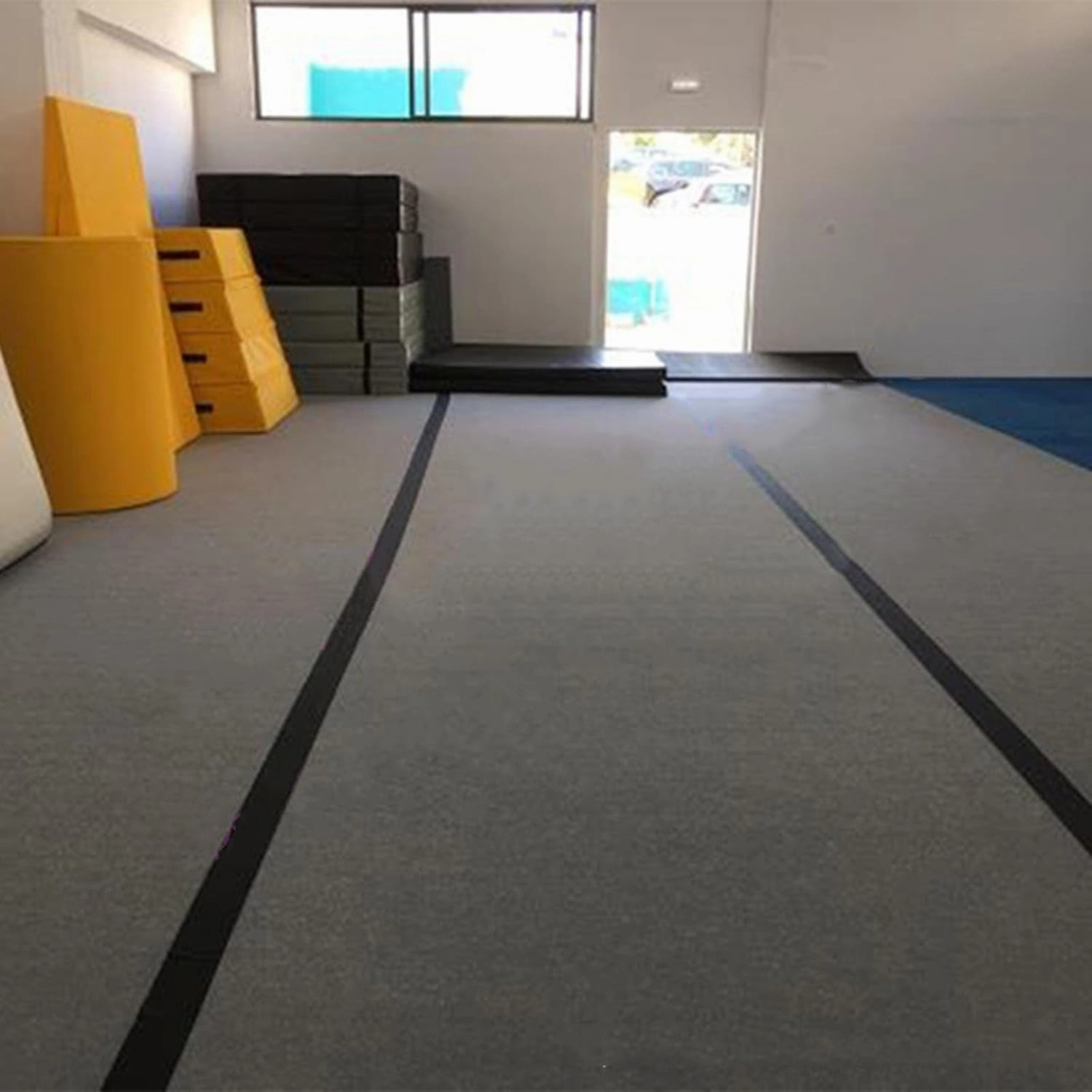 Premium Indoor Gymnastics Track Exercise Mat with Grippy Gym Carpet Top - Sturdy Foam Wrestling Mat for MMA, Cheerleading, and Fitness - Roll Out Design for Easy Setup