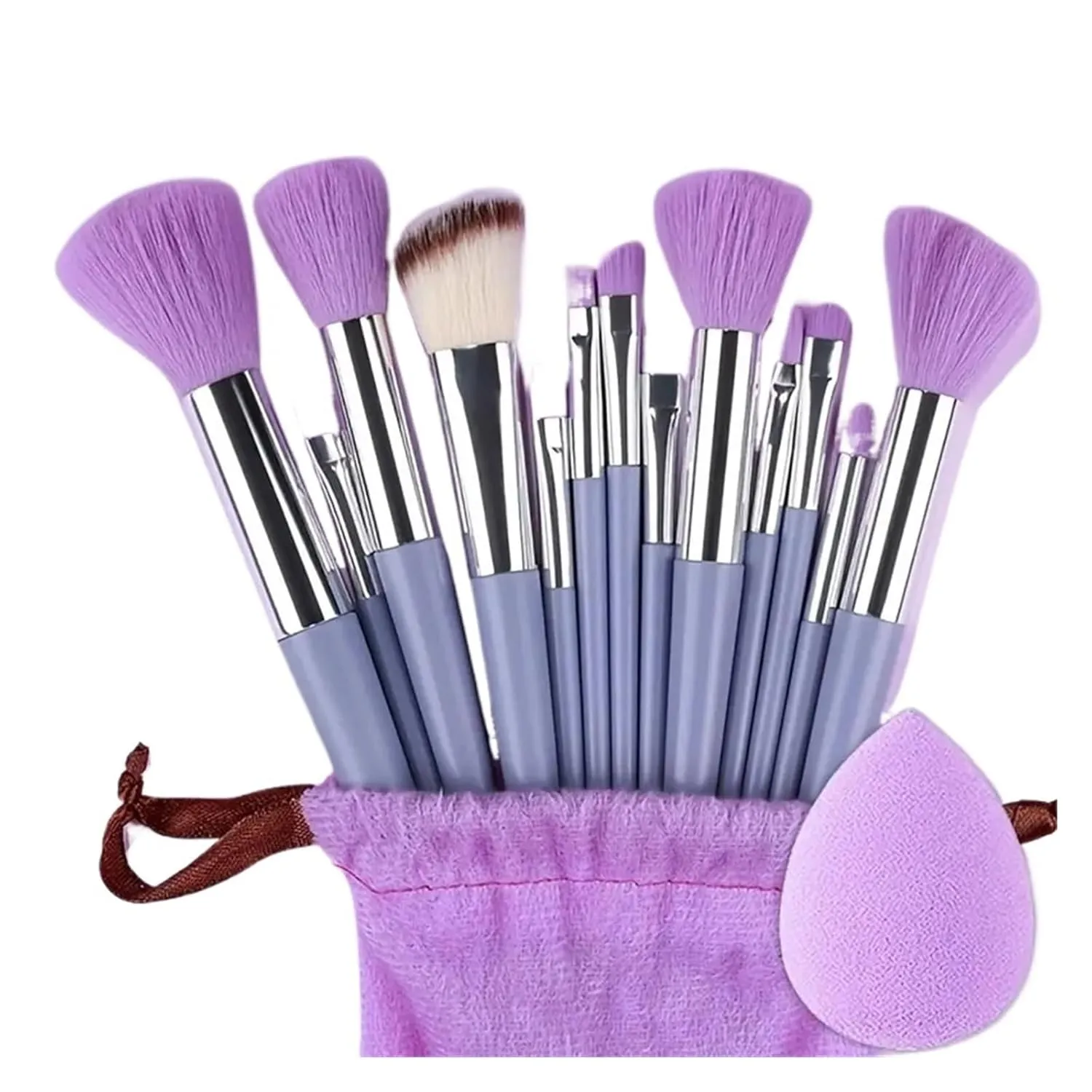 Professiona 13PCS Makeup Brushes Set Foundation Eyeshadow Blush Powder Blending Soft Fluffy Cosmetic Full Set Female Makeup Tool(Green with bag)