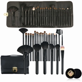 Professional 26-Piece Makeup Brush Set with PU Leather Case & Cleaning Box | Natural Goat Hair & Synthetic Brushes for Face & Eye | Soft, Durable, Fluffy & Perfect for MUA & Beauty Enthusiasts