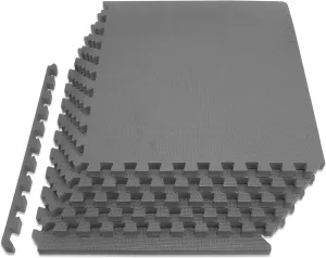 ProsourceFit Extra Thick Puzzle Exercise Mat, EVA Foam Interlocking Tiles for Protective, Cushioned Workout Flooring for Home and Gym Equipment, Black - 3/4 inch - 24 Sq Ft - 6 Tiles