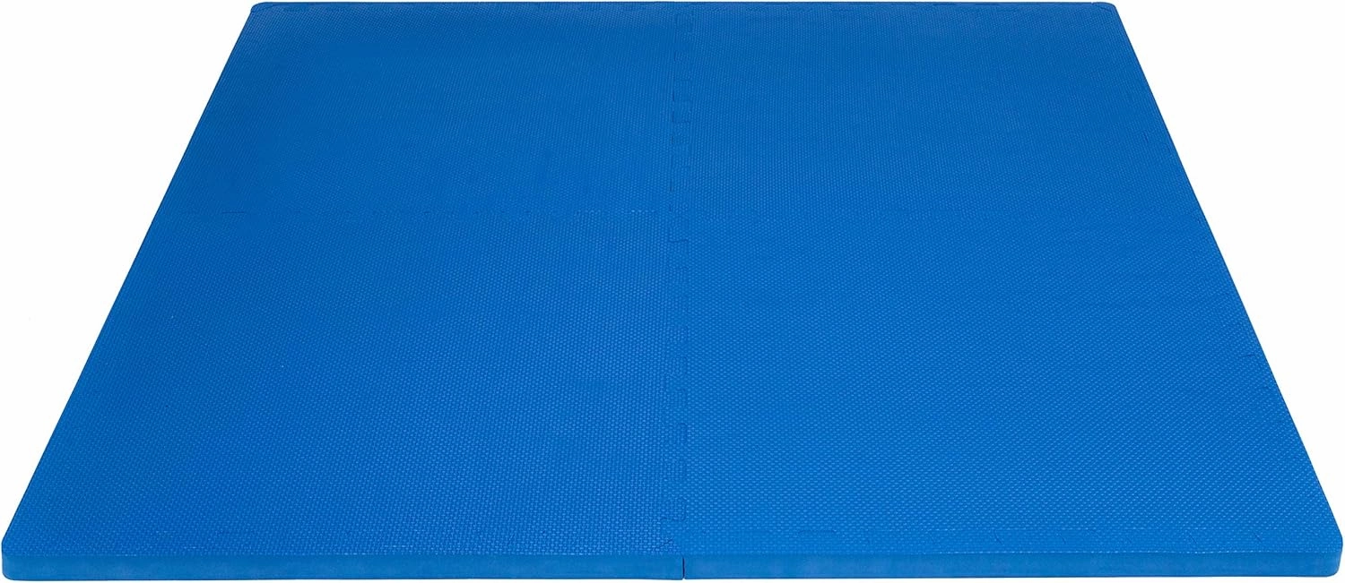 ProsourceFit Extra Thick Puzzle Exercise Mat, EVA Foam Interlocking Tiles for Protective, Cushioned Workout Flooring for Home and Gym Equipment, Blue - 3/4 inch - 24 Sq Ft - 6 Tiles