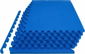 ProsourceFit Extra Thick Puzzle Exercise Mat, EVA Foam Interlocking Tiles for Protective, Cushioned Workout Flooring for Home and Gym Equipment, Blue - 3/4 inch - 24 Sq Ft - 6 Tiles
