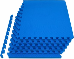 ProsourceFit Extra Thick Puzzle Exercise Mat, EVA Foam Interlocking Tiles for Protective, Cushioned Workout Flooring for Home and Gym Equipment, Blue - 3/4 inch - 24 Sq Ft - 6 Tiles