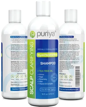 Puriya Sulfate Free Shampoo, Hair Conditioner with Tea Tree Oil and Body Wash for Men Women Bundle Set, 3-in-1 Bath Set, Moisturizing Treatment for Dry,Itchy,Flaky Scalp & Damaged Hair, Extra Strength