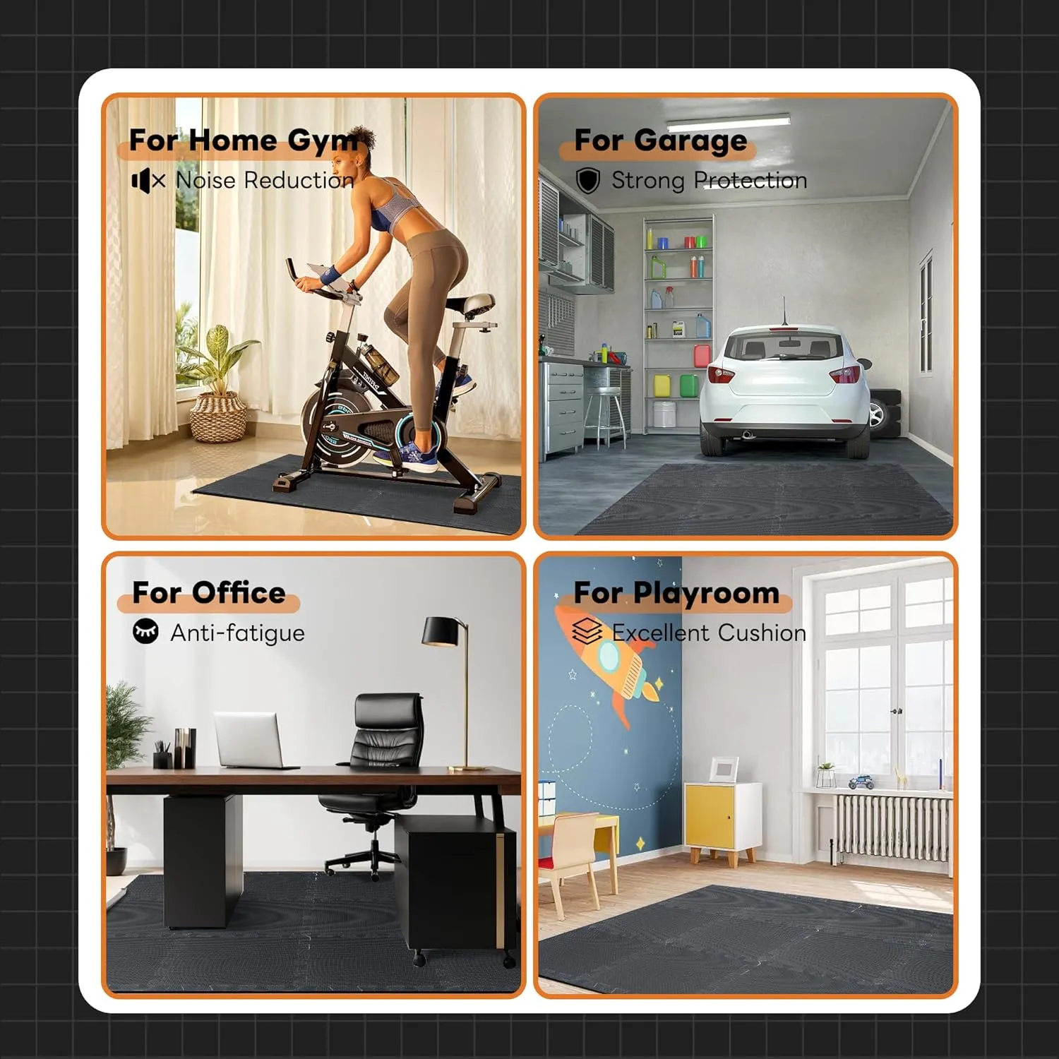 Puzzle Exercise Mat with 18 Tiles Exercise Floor Mat Foam Pads Interlocking Gym Mats 12'' x 12'' EVA Foam Floor Tiles Foam Interlocking Rubber Flooring Mats for Workout Gym Equipment