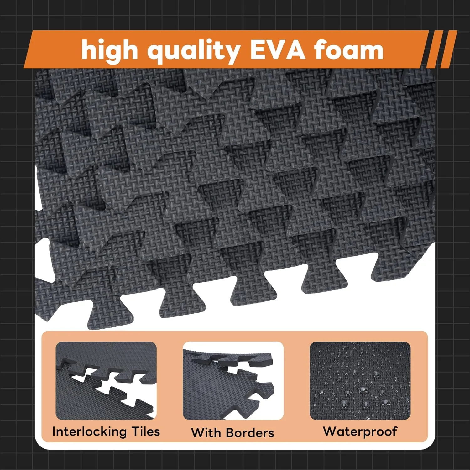 Puzzle Exercise Mat with 18 Tiles Exercise Floor Mat Foam Pads Interlocking Gym Mats 12'' x 12'' EVA Foam Floor Tiles Foam Interlocking Rubber Flooring Mats for Workout Gym Equipment