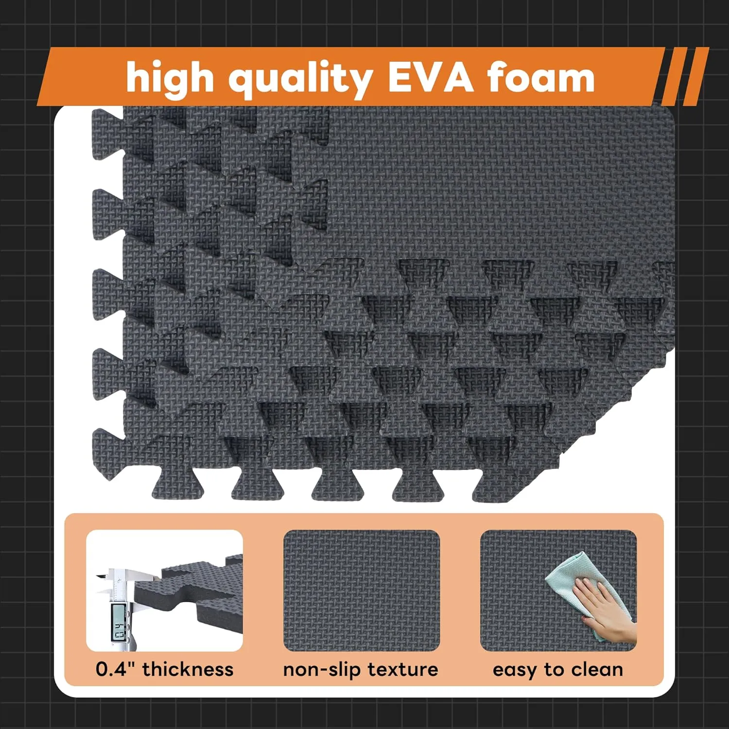 Puzzle Exercise Mat with 18 Tiles Exercise Floor Mat Foam Pads Interlocking Gym Mats 12'' x 12'' EVA Foam Floor Tiles Foam Interlocking Rubber Flooring Mats for Workout Gym Equipment