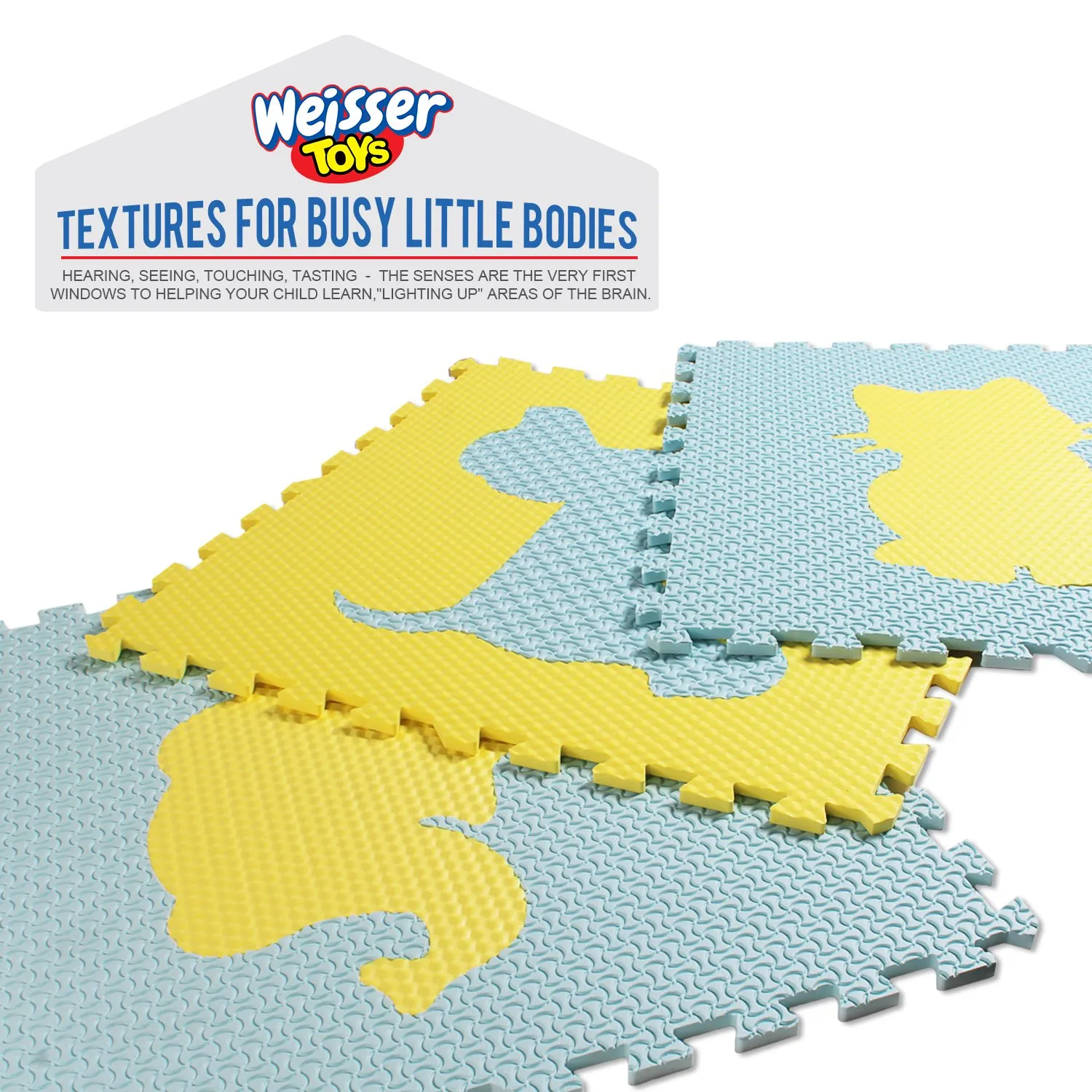 Puzzle Play Mat Waterproof Textured Foam - Extra Large - Yellow/Blue