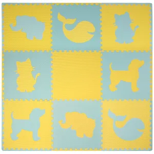 Puzzle Play Mat Waterproof Textured Foam - Extra Large - Yellow/Blue