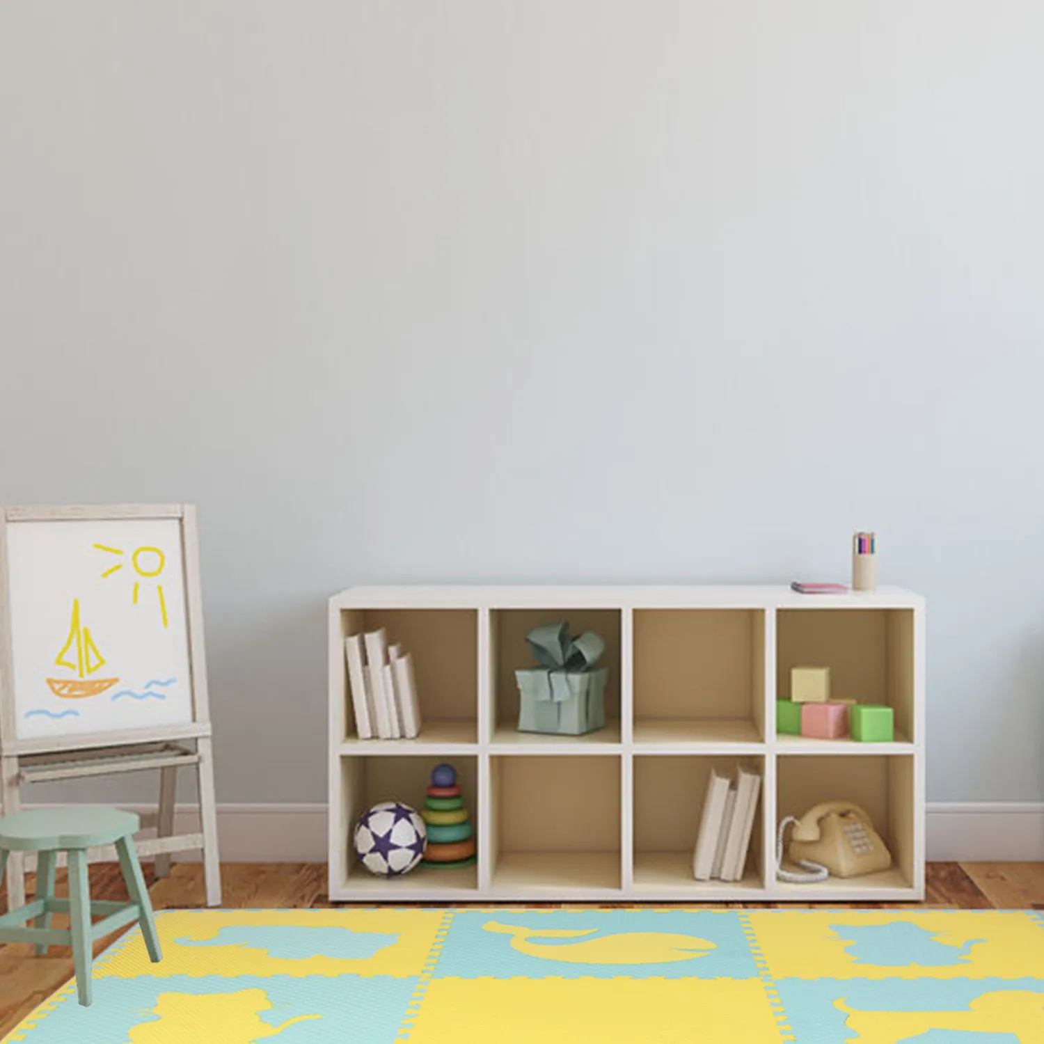 Puzzle Play Mat Waterproof Textured Foam - Extra Large - Yellow/Blue