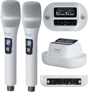 Pyle Wireless Microphones - UHF 2x100 Channel Receiver, Karaoke Microphone with DSP, High-Fidelity, Infrared Sync, Wireless Microphone System for Professional Singers, Stage & Artists