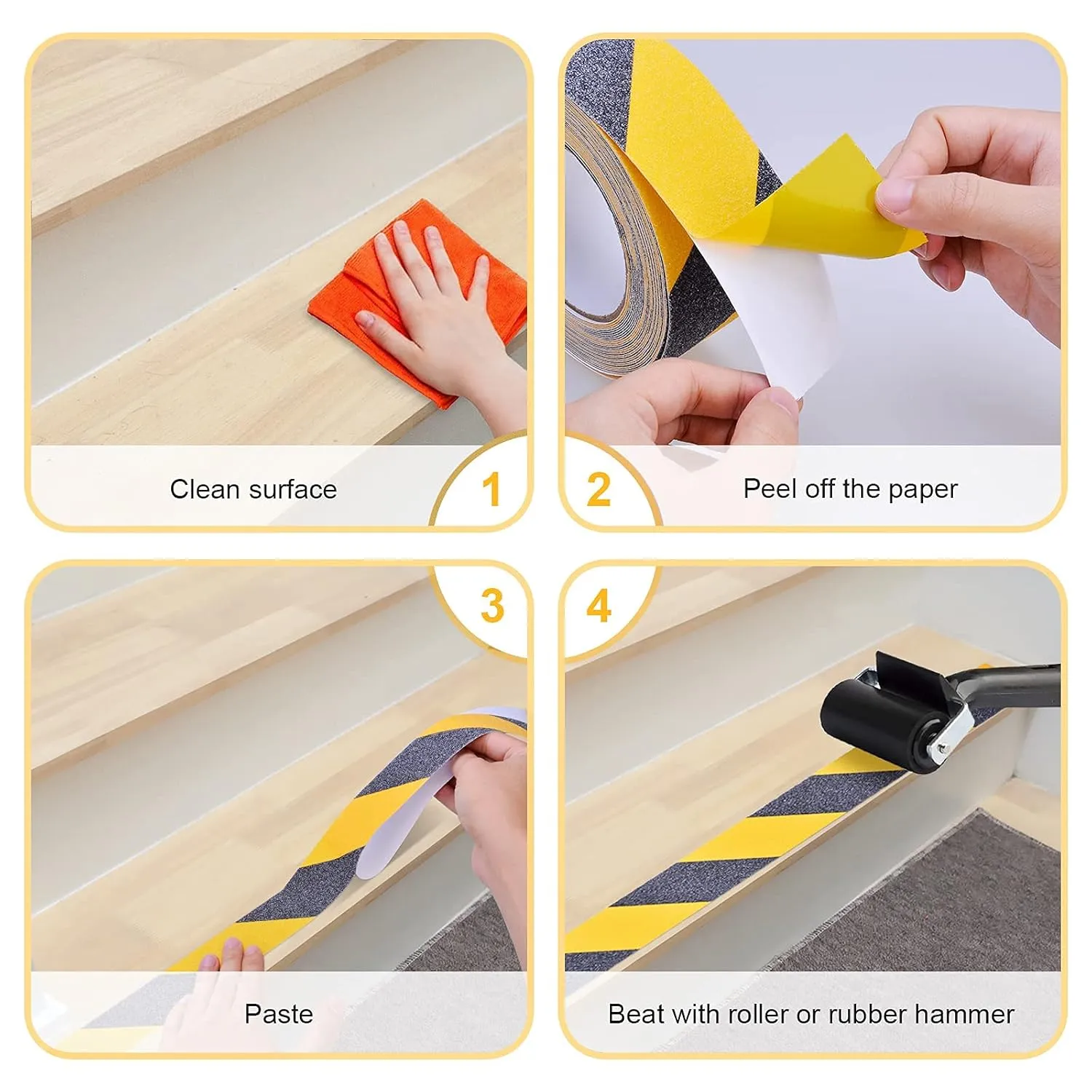 Qingluan Non Slip Tape, 2 inch x 60 feet, Non Skid Safety Tape for Steps Outdoor Waterproof, Heavy Duty Grip Tape for Concrete Floors, Yellow