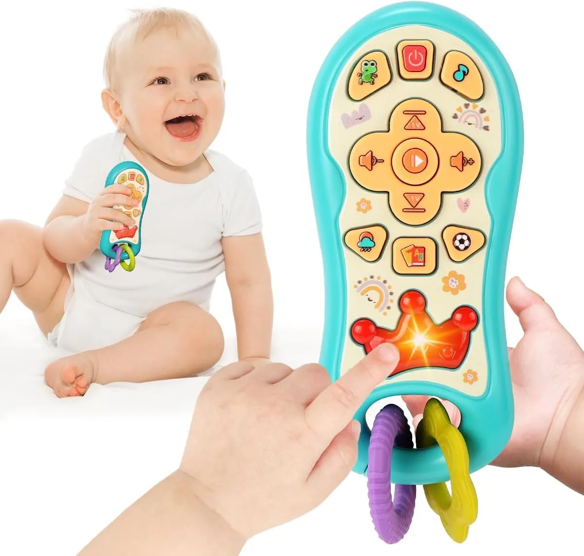 Qizebaby Baby Remote Control Toy with Light Sound, Toddler Phone Toys for 1 2 Year Old, Montessori Early Educational Learning Musical Toys, Baby Toys Gift for 1 Year Old Boys Girls Kids Infant Newborn