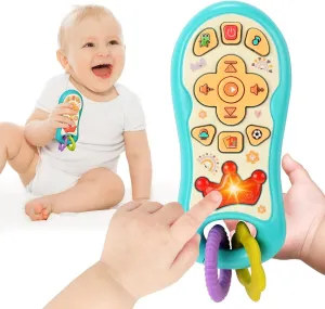 Qizebaby Baby Remote Control Toy with Light Sound, Toddler Phone Toys for 1 2 Year Old, Montessori Early Educational Learning Musical Toys, Baby Toys Gift for 1 Year Old Boys Girls Kids Infant Newborn