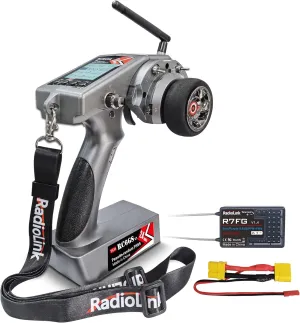 Radiolink RC6GS V3 7 Channels RC Transmitter and R7FG Gyro Receiver, 2.4GHz 600m RC Remote, Voltage Telemetry RC Controller and Receiver kit for Remote Control Car, Boats, Truck, Buggy, Crawler