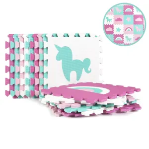 Rainbows and Unicorns Foam Playmats 16 Interlocking Waterproof Tiles Durable & Long-Lasting 50"x50" Ages 3 