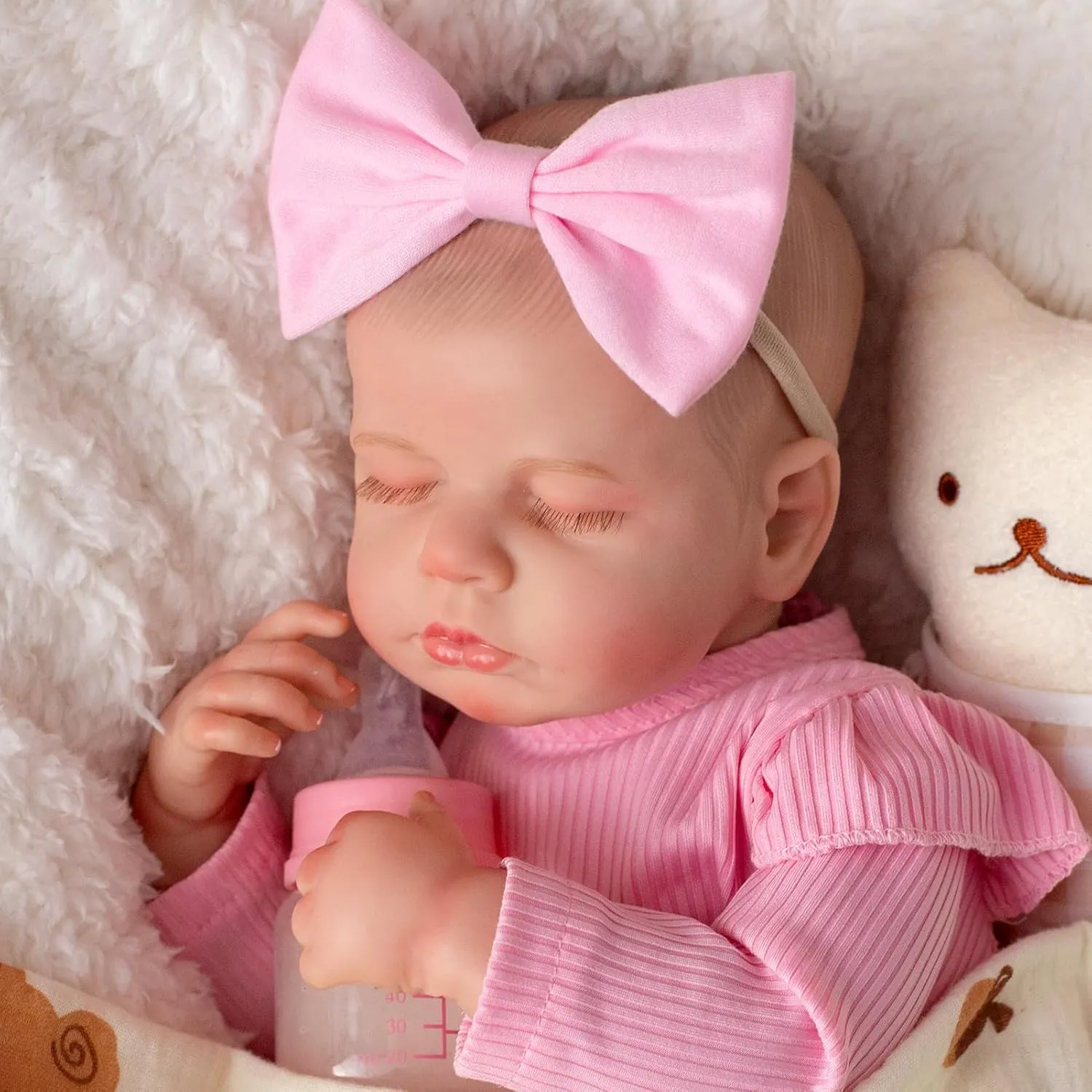 Realistic Baby Dolls Girl - 18 inches Reborn Real Life Cloth Body Doll with Feeding Kit & Gift Box for Kids Age 3 