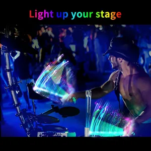Rechargeable 15 Color Changing LED Light Up Drum Sticks With Storage Bag, Glow In The Dark Drumsticks, Drummer Gifts Glow Plastic Drum Sticks for Adults,Personalized DrumSticks（２pcs／Pack）