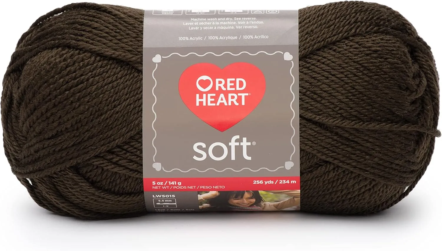 Red Heart Soft Chocolate Yarn - 3 Pack of 141g/5oz - Acrylic - 4 Medium (Worsted) - 256 Yards - Knitting/Crochet