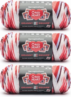 Red Heart All in One Granny Square Soft White- HOT Stuff Yarn - 3 Pack of 250g/8.8oz - 100% Acrylic - #4 Worsted (Medium) - 381m/417Yards - for Knitting, Crochet and Amigurumi