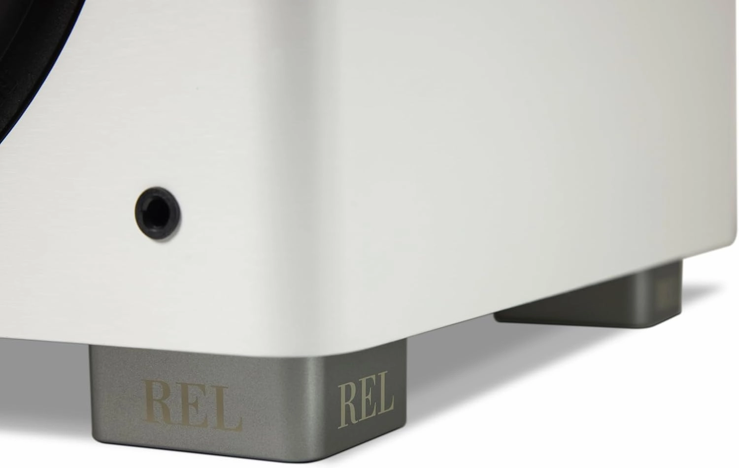 REL HT/1003 MKII 10-Inch Powered Subwoofer – Compact Design with Class D Amplifier for Deep Bass in Home Theater, Stereo Systems, and Surround Sound – Line Grained White Finish