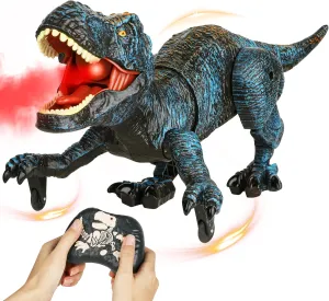 Remote Control Robot Dinosaur Toys for Kids 5-7,2.4G Electronic RC Walking Dinosaur Pet for Boys 4-7 with Spray & Light & Roar,Large Dino Toys for Kids 3-5 Year Old Christmas Birthday Gift (Blue)