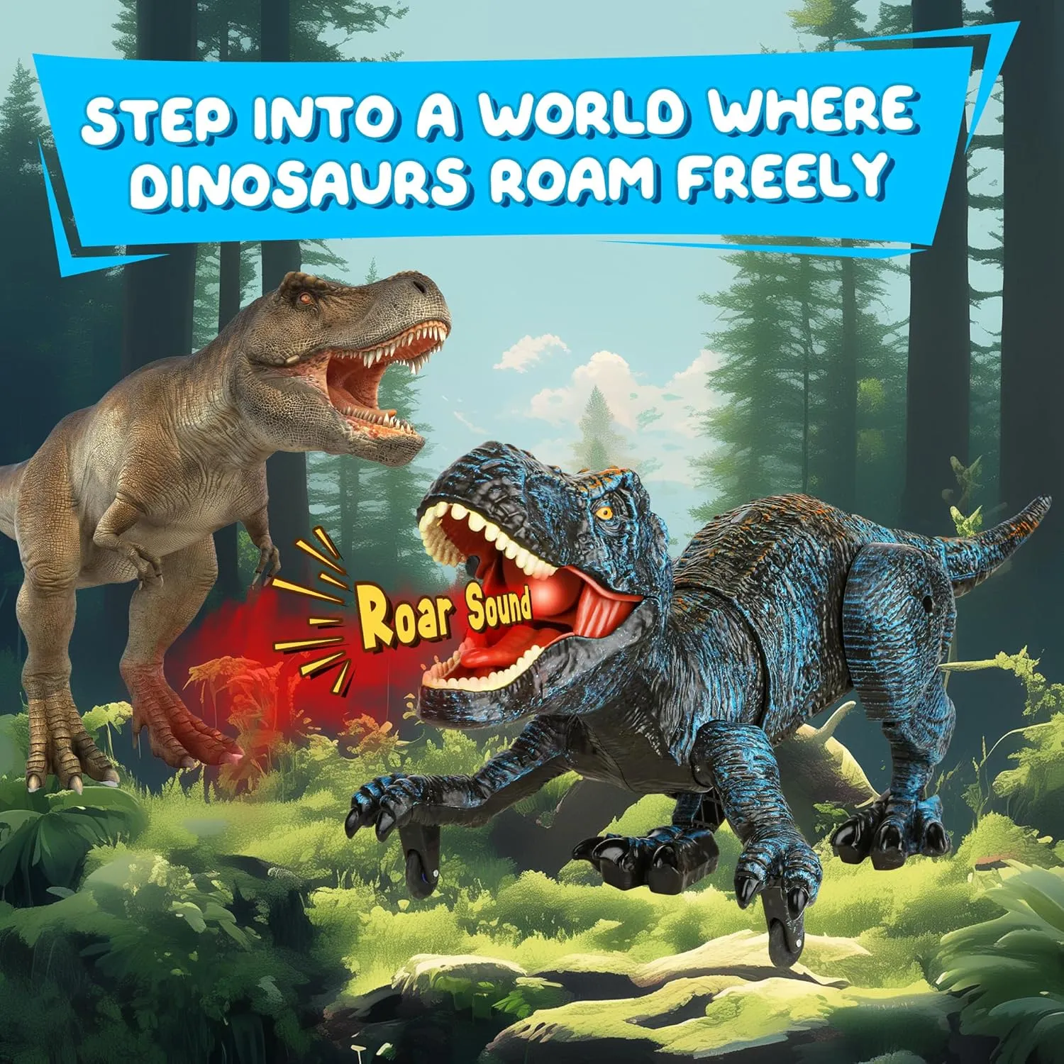 Remote Control Robot Dinosaur Toys for Kids 5-7,2.4G Electronic RC Walking Dinosaur Pet for Boys 4-7 with Spray & Light & Roar,Large Dino Toys for Kids 3-5 Year Old Christmas Birthday Gift (Blue)