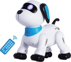 Remote Control Robot Dog Toy – Programmable Smart Robot Dog for Kids 3 , Interactive Dancing & Sound, RC Stunt Robot Toys with LED Eyes, Electronic Pet Toy Dog for Boys & Girls Gifts (Blue)