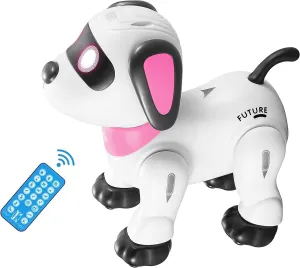 Remote Control Robot Dog Toy – Programmable Smart Robot Dog for Kids 3 , Interactive Dancing & Sound, RC Stunt Robot Toys with LED Eyes, Electronic Pet Toy Dog for Boys & Girls Gifts (Pink)