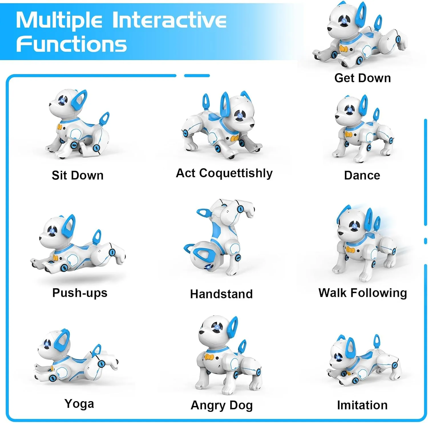 Remote Control Robot Dog Toy, RC Programmable Smart Interactive Robotic Pet, RC Stunt Robot Toy Imitates Animals Music Dancing Handstand Push-up Follow Functions for Boys & Girls