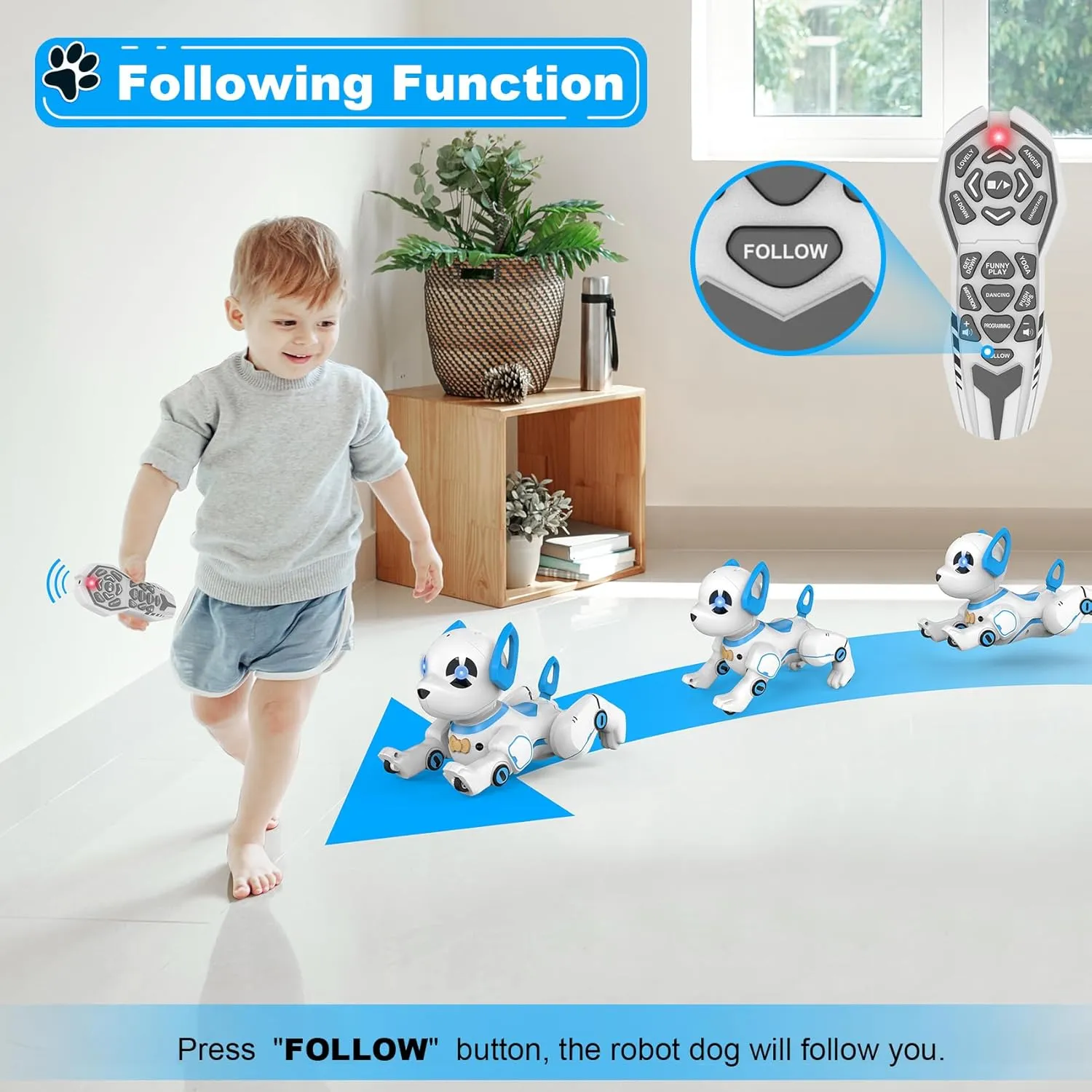 Remote Control Robot Dog Toy, RC Programmable Smart Interactive Robotic Pet, RC Stunt Robot Toy Imitates Animals Music Dancing Handstand Push-up Follow Functions for Boys & Girls