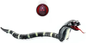 Remote Control Snake Toy for Kids,[New Version] 17" Infrared RC Realistic Rechargeable Naja Cobra Snake Toy with Retractable Tongue and Swinging Tail,Children Christmas Birthday (Black)