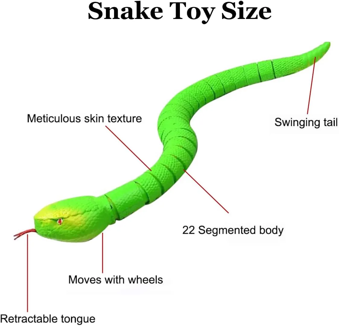 Remote Control Snake Toy, Realistic RC Snake Toy USB Rechargeable Robot Rattlesnake Model 16" Long Animal Prank Toy for Kids and Adults Christmas Halloween Birthday Gifts (Green)