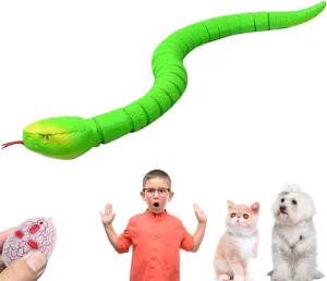 Remote Control Snake Toy, Realistic RC Snake Toy USB Rechargeable Robot Rattlesnake Model 16" Long Animal Prank Toy for Kids and Adults Christmas Halloween Birthday Gifts (Green)