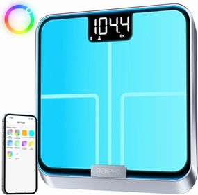 RENPHO Smart Body Fat Scale with Light, Fitness Equipment with RGB Lighting, Rechargeable Scale with BMI, Body Fat, Muscle Mass, Color Changing with Weight Variation, FSA HSA Eligible, Elis Chroma