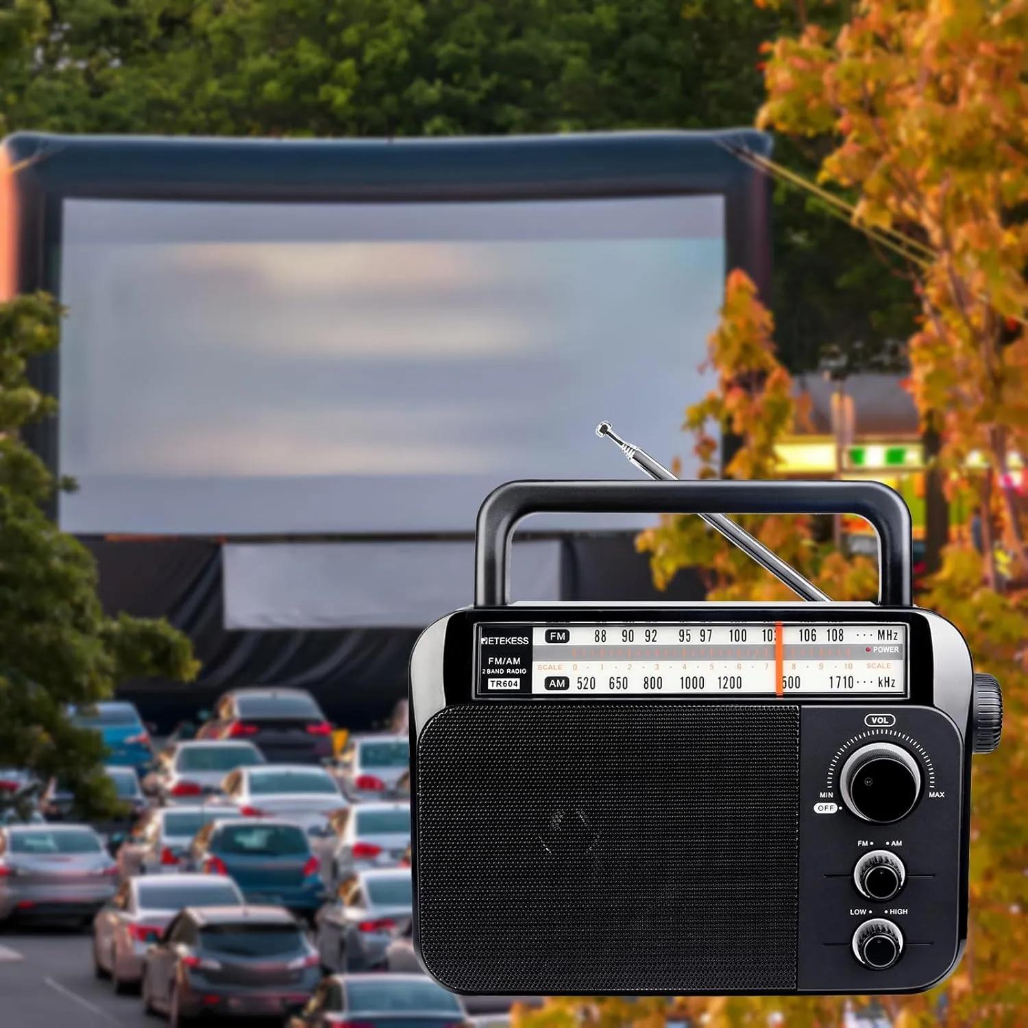 Retekess TR604 AM FM Radio,Portable Radio Plug in Wall,D Battery Operated,Large Dial,High/Low Tone Mode,Big Speaker,Earphone Jack,for Home,Picnic,Senior