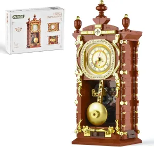 Retro Clock Building Set for Adults,Vintage Pendulum Clock Model with Rotating Gears,Home Decor Mechanical Building Blocks Toys, Gift for Boys and Girls 8  (751 Pieces)