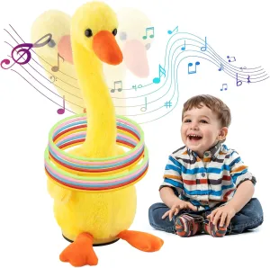 Ring Toss Dancing Singing Duck Toy, Chasing Tossing Game for Baby Boys and Girls, Musical Talking Toy with 3 English Songs, Interactive Toys for Kids 3 4 5 6 7 8 9 10 Year Old Birthday Gifts